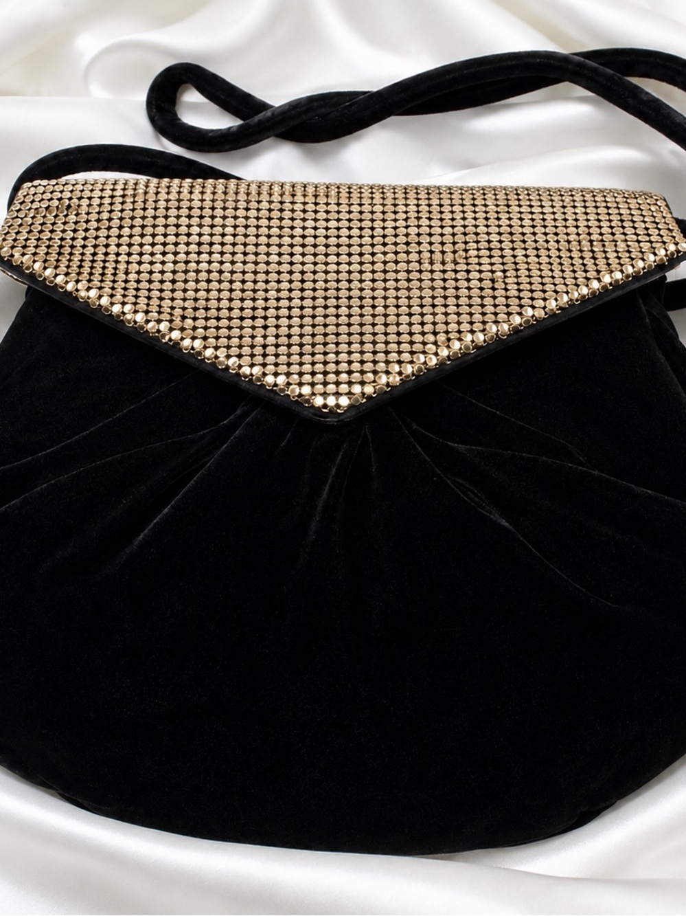 Vintage GoldCo China Black Velvet Handbag with Magnetic Closure